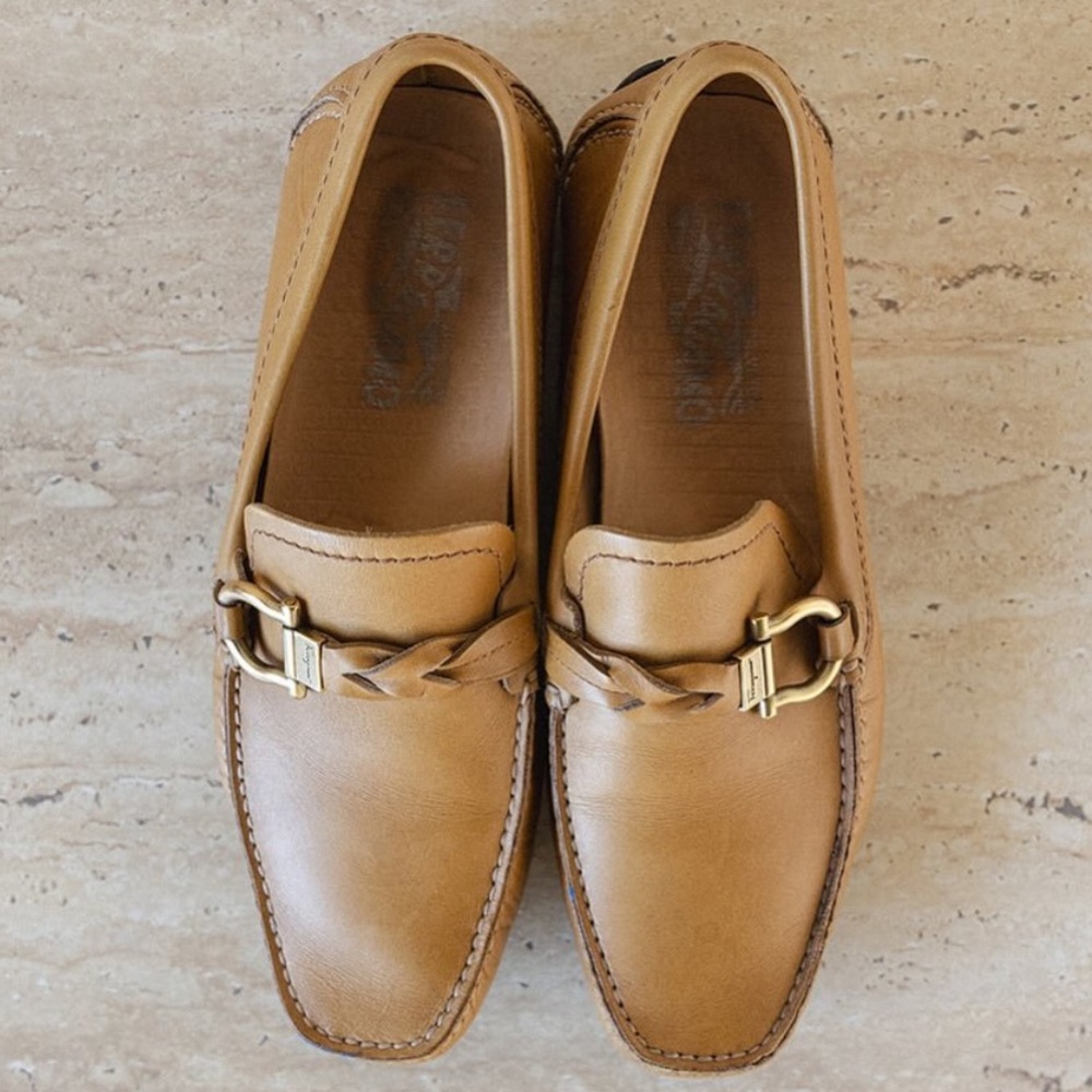 SALVATORE FERRAGAMO Vintage Tan Leather Shoes Size 36.5